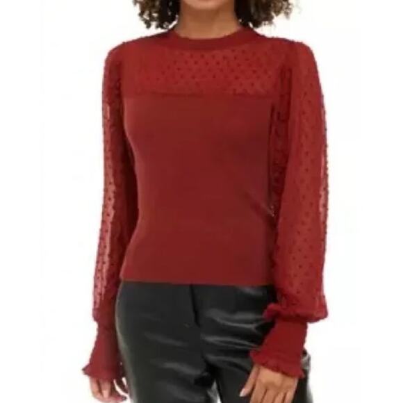 🌼Sam Edelman Womens Size XS Sweater Top Sheer Sleeves (size tag missing) 🌼 - Picture 2 of 14